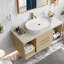 Meuble-lavabo mural peu encombrant avec lavabo ovale en céramique, armoire moderne en bois massif