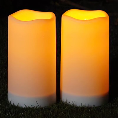 Bougies solaires d'extérieur imperméables, lumières solaires rechargeables de 3 po x 6 po, bougies sans flamme à détecteur de crépuscule à aube pour Halloween, lanternes, jardin, patio, porche
