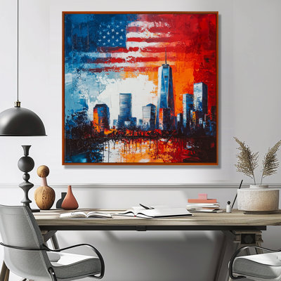 Luyster abstrait New York avec drapeau américain - art mural grand New York