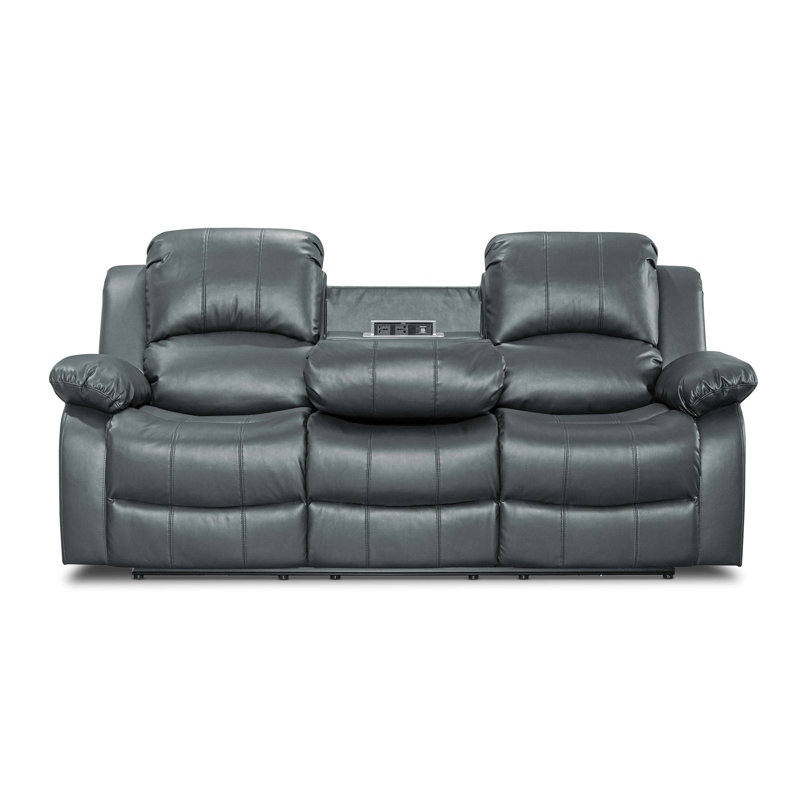 Lowell 157cm Faux Leather Reclining Loveseat, 3, Lowell Grey Faux Leather