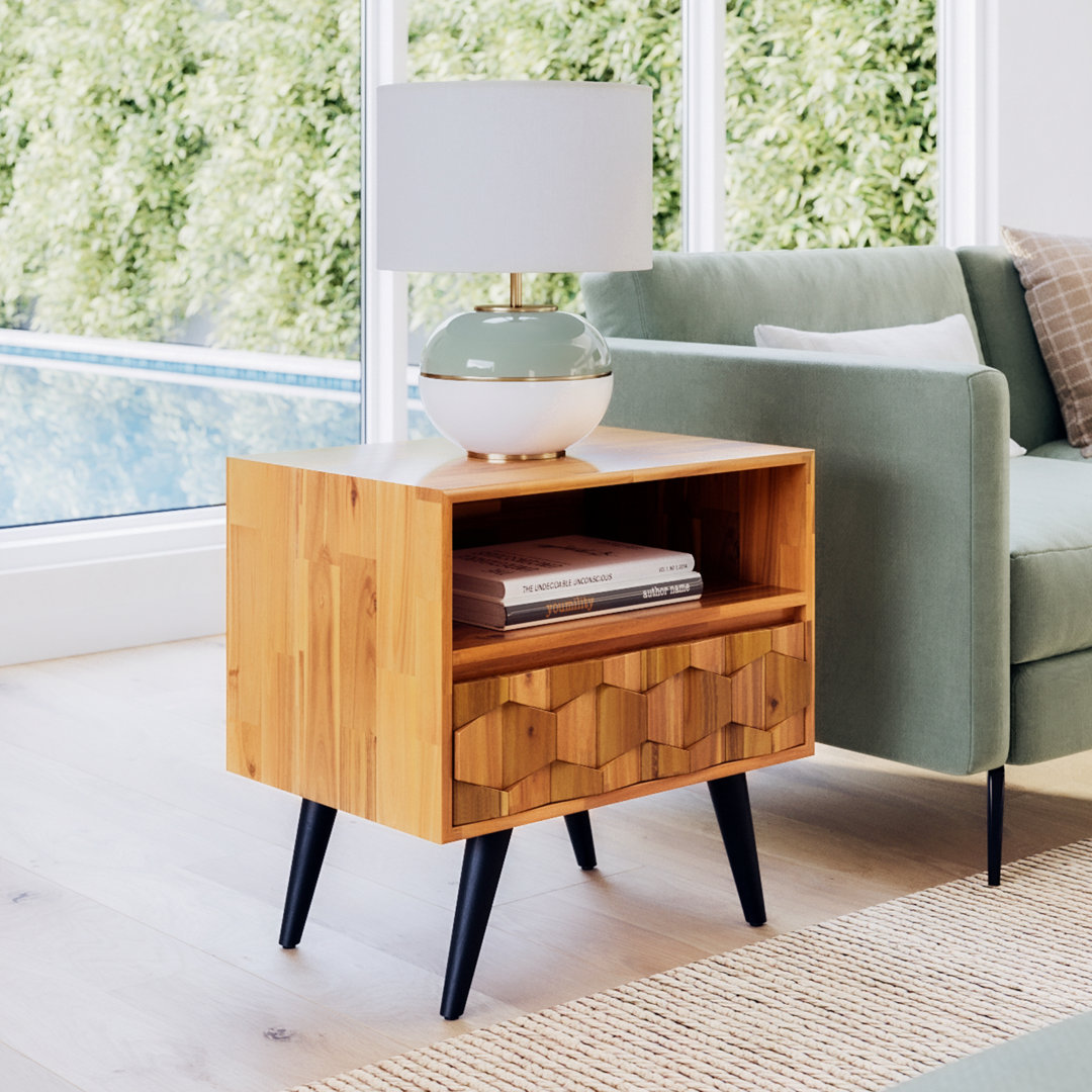 Georgina 1 - Drawer Solid Wood Nightstand Corrigan Studio® 