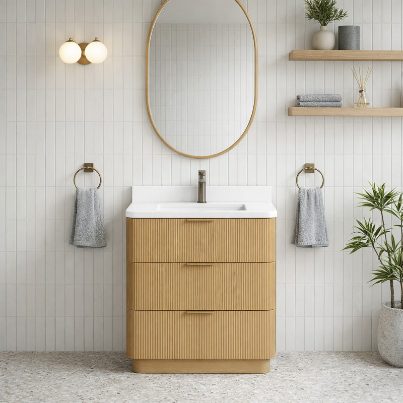 Meuble-lavabo simple l 30 po Calamigo, Chêne