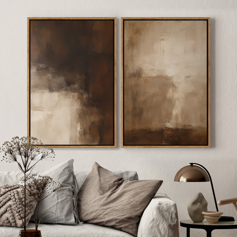 Framed Canvas Wall Art, Vintage Abstract Wall Canvas Prints 24"x36", Natural, 36" H x 24" W