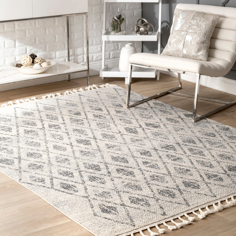 Tapis beige/gris Wason, Rectangle 4 pi x 6 pi
