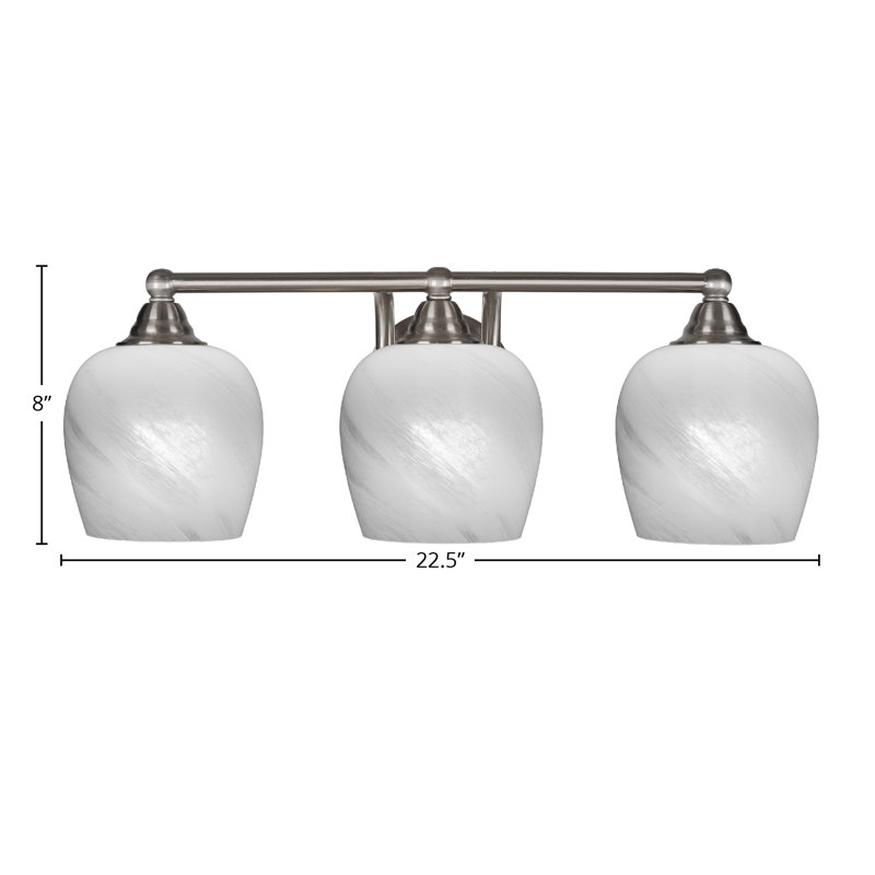 Michell 3-Light Bath Bar, White Marble, Brushed Nickel