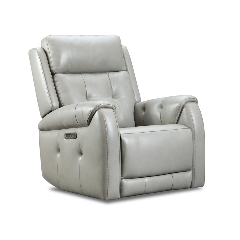 Vandoon Leather Power Swivel Glider, Light Gray
