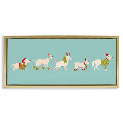 «Festive Dog Breeds», art mural sur toile par Carrie Cantwell