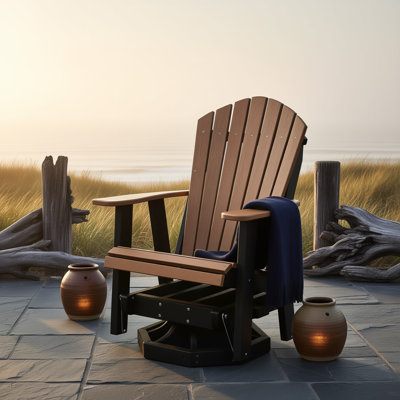 Mahogany and Black Adirondack Swivel Glider