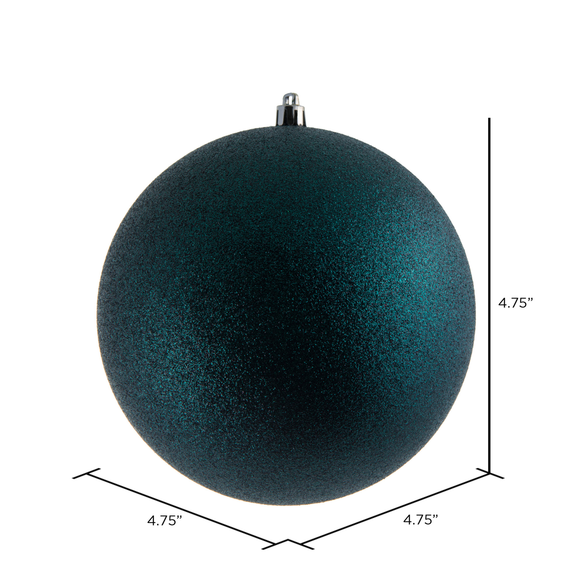 Holiday Solid Ball Ornament, Midnight Green Glitter, 4.75" H x 4.75" W x 4.75" D