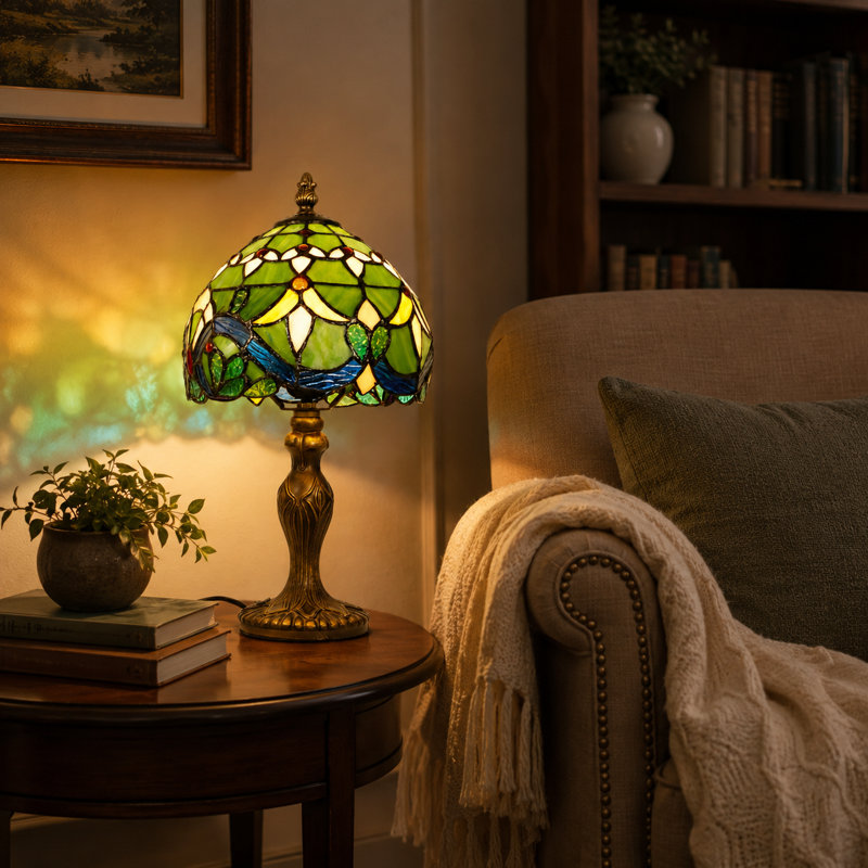 Peacock Stained Glass Table Lamp