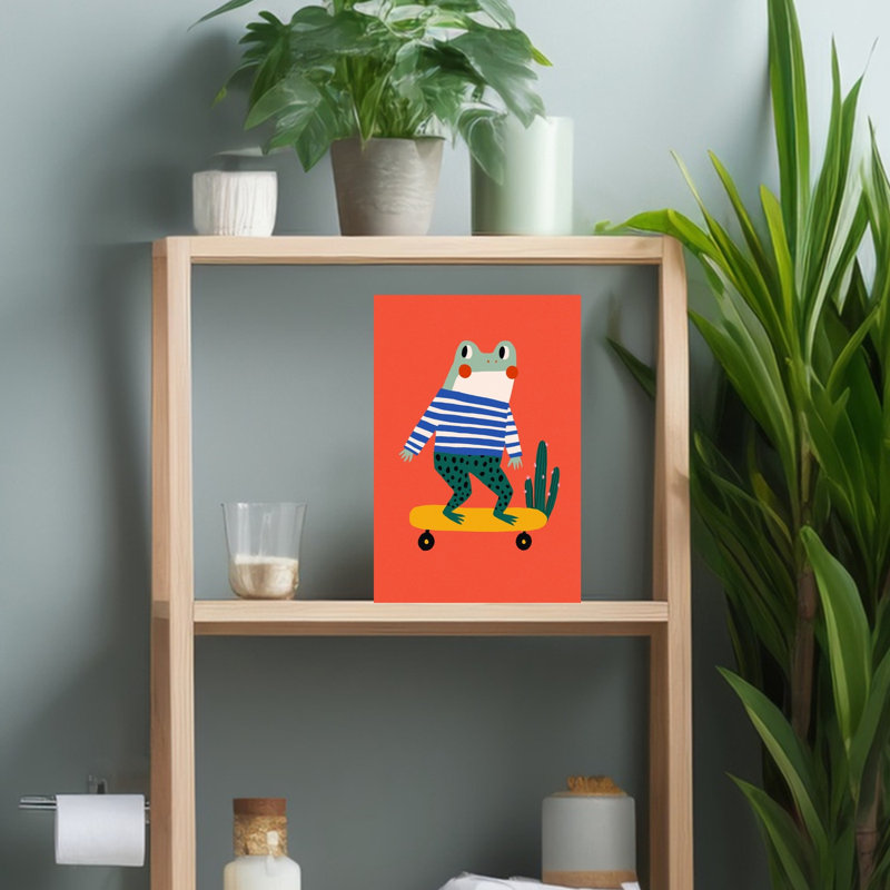 Reproduction d'art mural paysage de grenouille cactus fantaisiste moderne, H 18 po x l 12 po