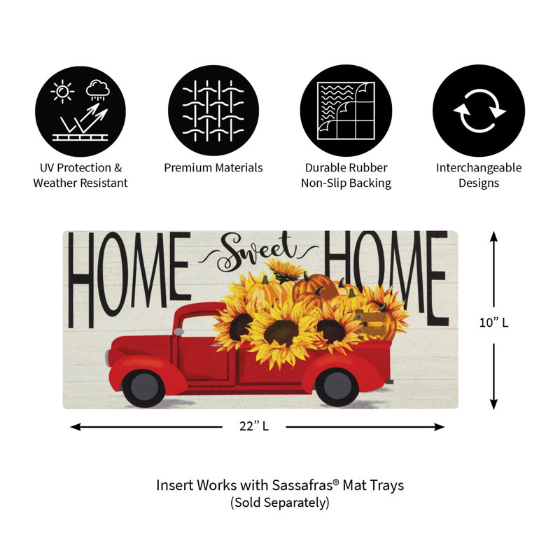 Sassafras All Seasons Outdoor Mat Set with 1 Frame and 4 Themed Insert Mats