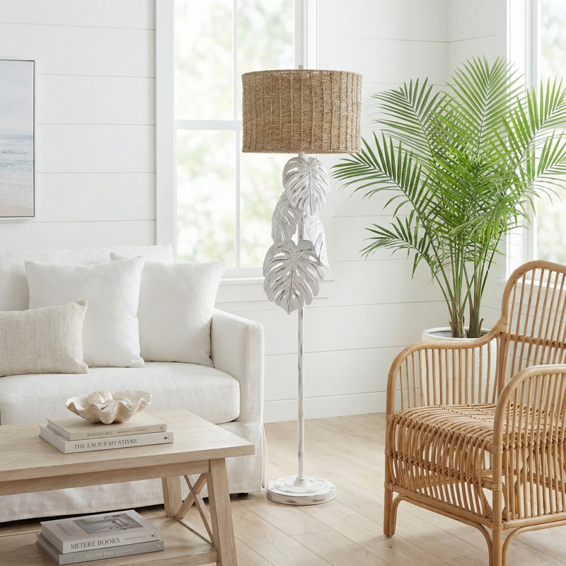 Lampe sur pied 61,75 "en métal avec abat-jour brun clair