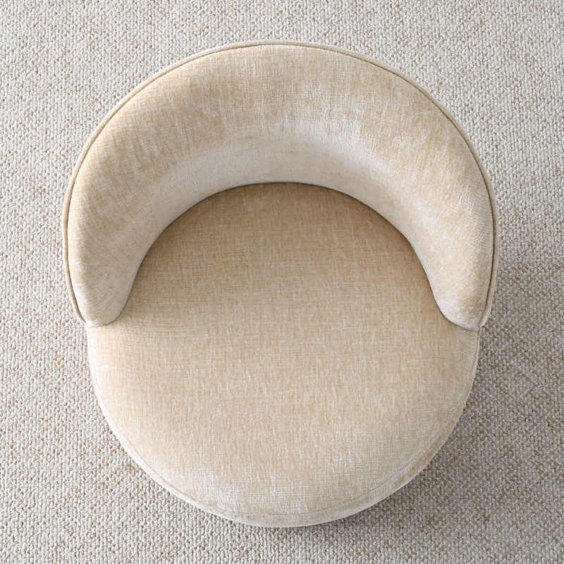 Ensemble de table de salle à manger pour 4 personnes avec table ronde et 4 chaises rembourrées en tissu, Brun clair pâle
