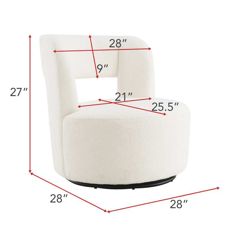 Fauteuil demi-tonneau pivotant en tissu Teddy