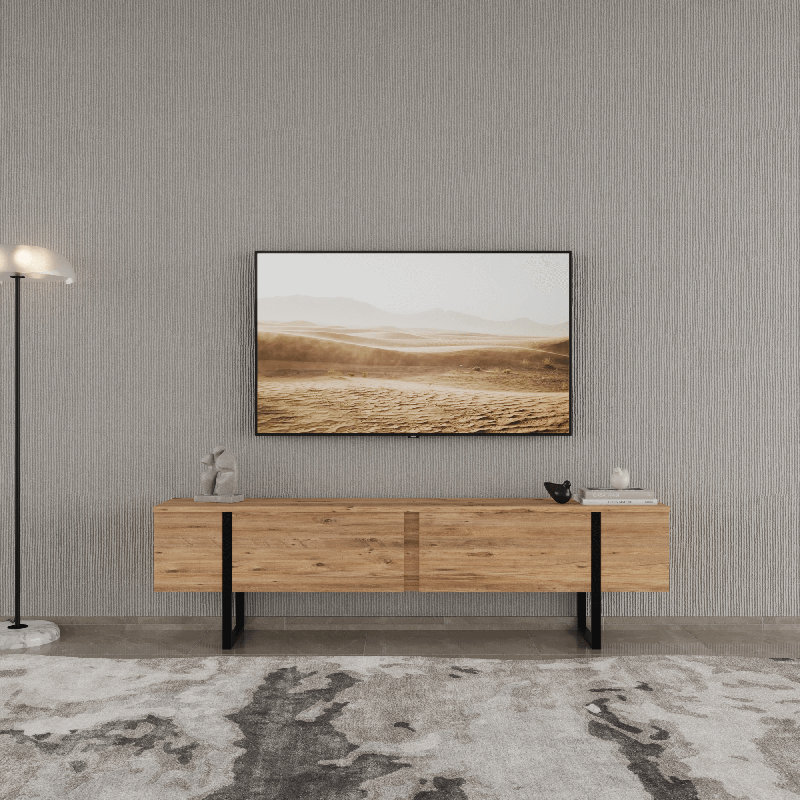 TV Stand for TVs up to 75", Atlantic Pine/Black