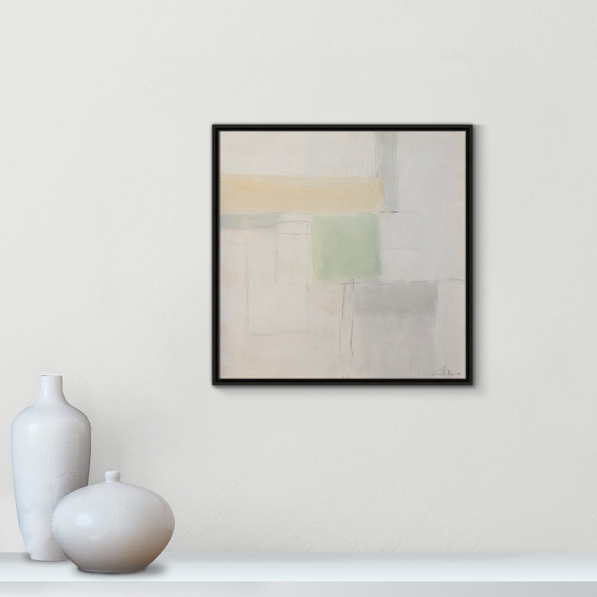Powder Room Whispers-I by - Floater Frame Print on Canvas, 25.5" H x 25.5" W x 2" D, Espresso Framed