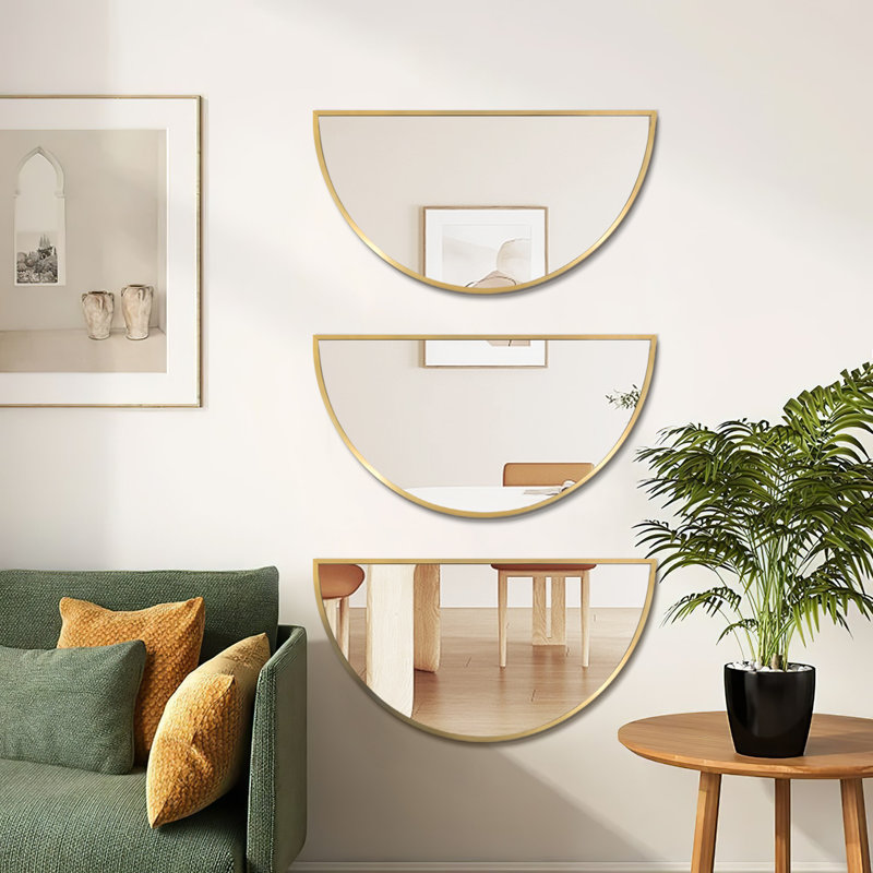 Ensemble de miroirs muraux en métal, 20 po x 40 po, Doré