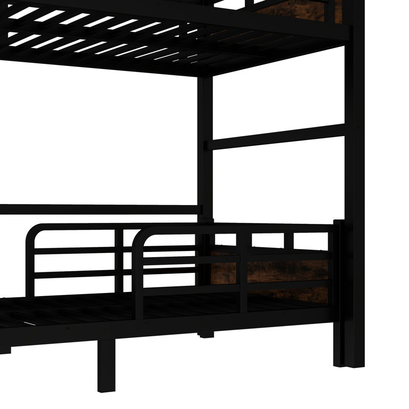 Twin Xl Metal Bunk Bed That Splits Into Two Beds, Vintage Wood Color, Stable And Quiet, Fast Simple Installation Process With - Colored Finish, Separable Independent Units, Mechanism, Noise Operation