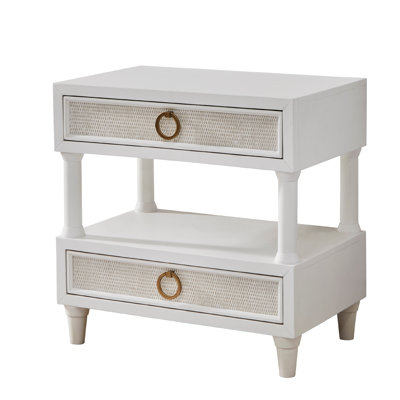 Abramowitz 2-Drawer with Open Shelf Nightstand - White