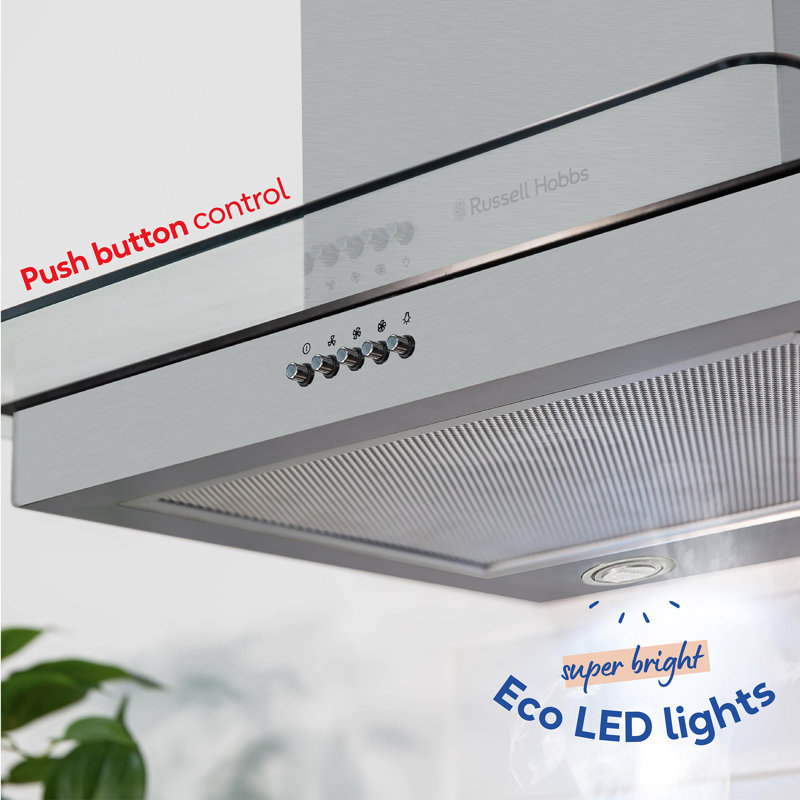 Russell Hobbs Rhfgch601ss 60cm Flat Glass Stainless Steel Cooker Hood