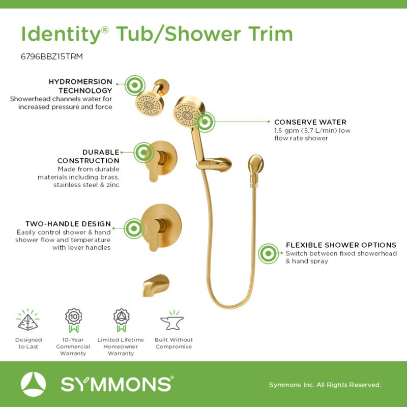 Identity HydroMersion Double Handle Tub and Shower System, Bronze
