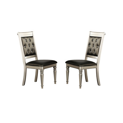 2 chaises de salle à manger argentées avec cadre en bois massif ferme, pour la surface, capacité de poids de 200 lb, assemblage requis 2 pièces, parfait pour les pièces, capacité