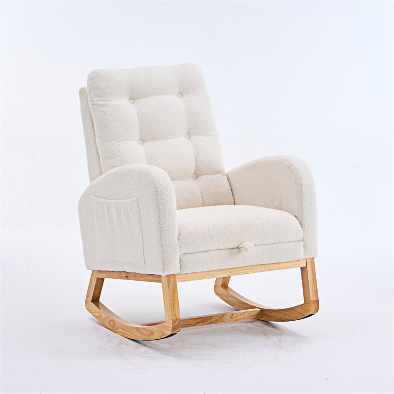 Chaise longue berçante avec repose-pieds Accent, Beige / Blanc