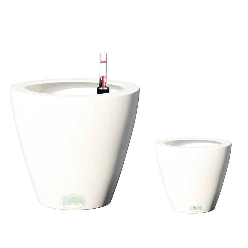 Vilson White Round Cone Self-Watering Planter Pot 2 For Outdoor Enjoyment Time Smart Home, White