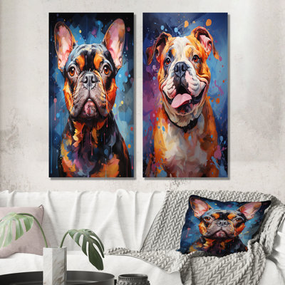 Bulldog Boldness - Dog Wall Art Prints Set Of 2