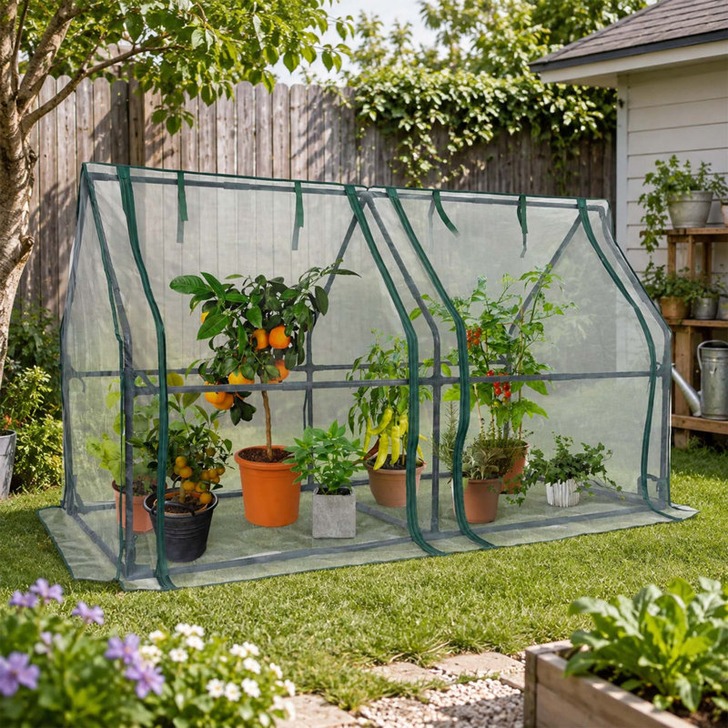 Greenhouse with Mesh Cover, Portable Outdoor Plant Protection House
