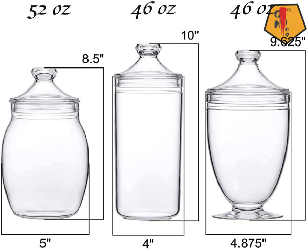 3 pcs gallon canister sets glass