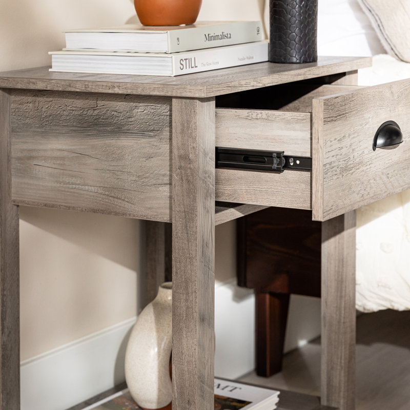 Table de chevet 1 tiroir avec tablette ouverte Cadhla, Gris délavé