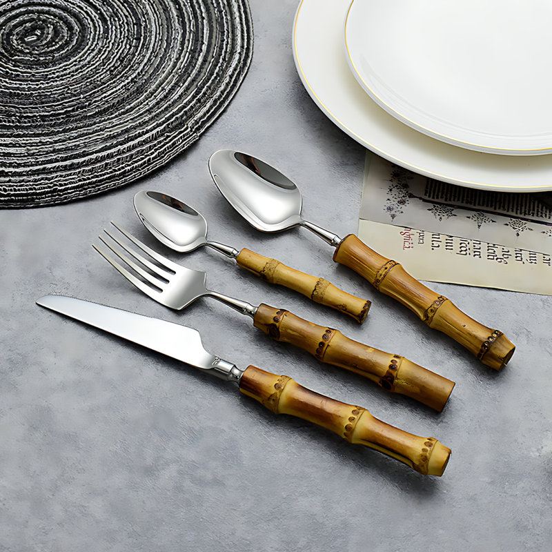 Ensemble de 20 couverts 20 pièces en acier inoxydable - Fourchette à dîner, couteau, cuillère et cuillère à dessert pour un repas occidental
