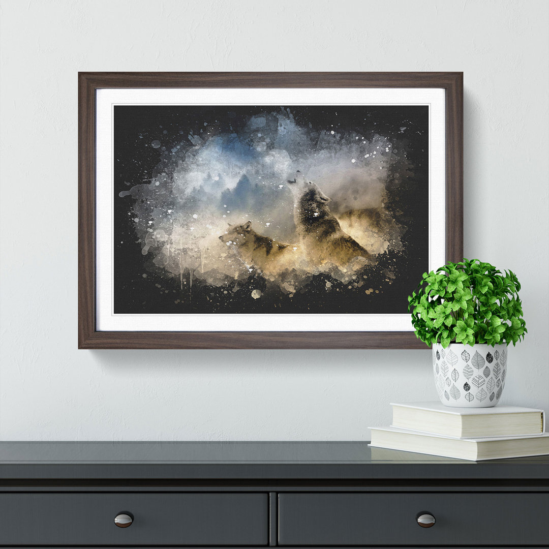 Wolves Howling in the Forest - Framed Print