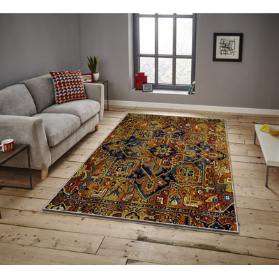 Tapis rectangulaire brun en polyester tissé à la machine Estrella