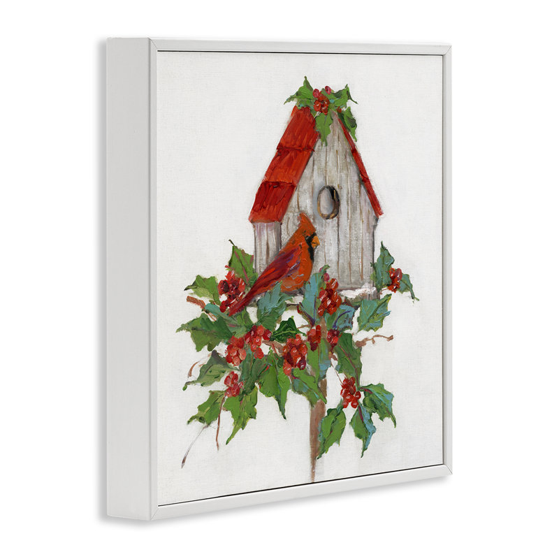 «Winter Plants & Birdhouse», art de la giclée encadrée par Sally Swatland, Giclée encadrée blanc bord de mer
