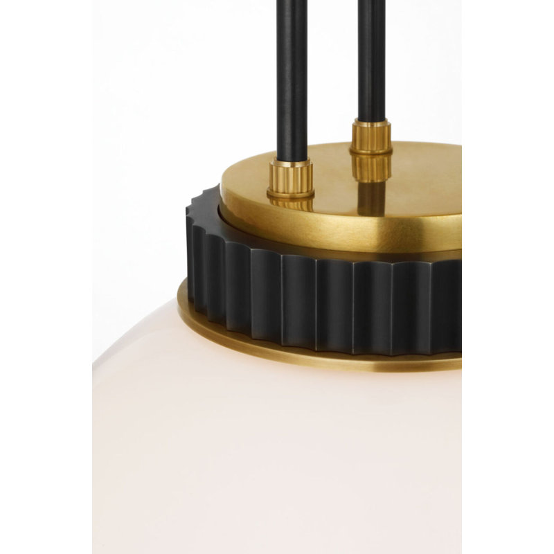 Cavill 12" Pendant with White Glass, Bronze/Natural Brass