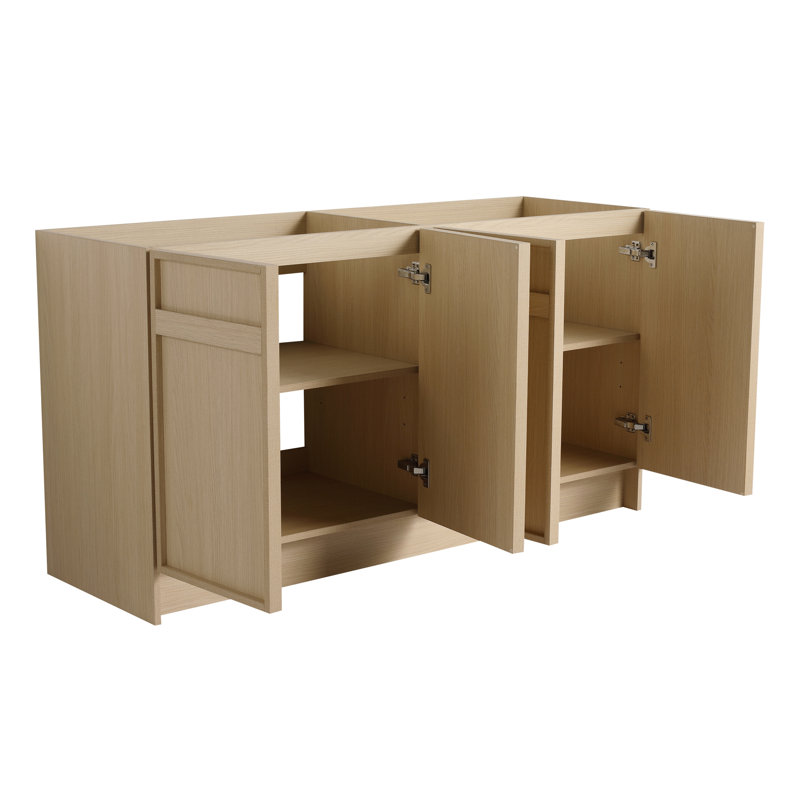 Meuble-lavabo autoportant et 4 portes d'armoire à fermeture en douceur (emballage KD) - sans le lavabo
