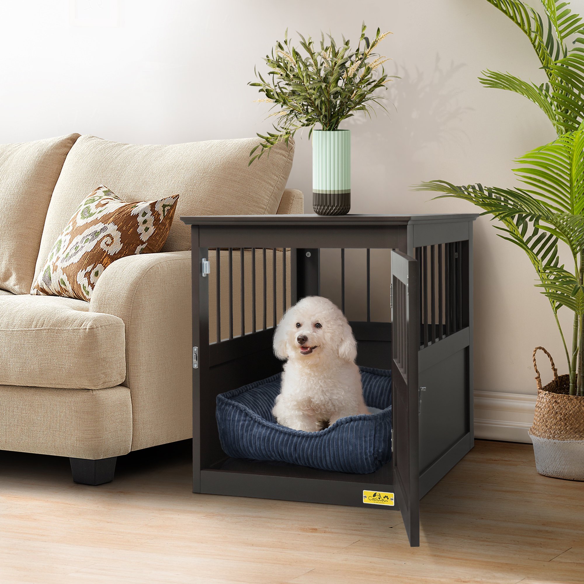 Tucker Murphy Pet™ Pet Crate End Table With Water-Resistant Cushion,  Double-Door Dog Crate Furniture For Large Medium Small Dogs, Wooden Wire  Pet Kennel For Indoor Use, White & Reviews - Wayfair Canada