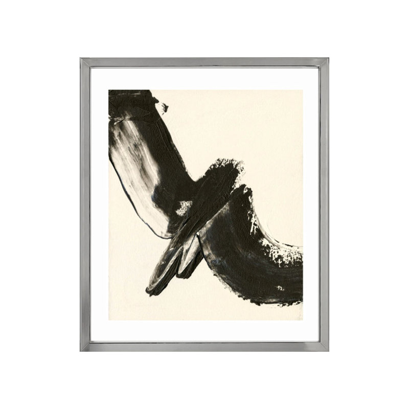 Black Expression I Abstract - Single Picture Frame Print, 161.036 cm H x 133.096 cm W, Aluminium Chrome