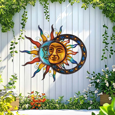 Metal Wall Art Decor Iron Wall Hanging Ornament Modern Wall Sculpture Waterproof Outdoor Wall Decoration For Yard Balcony Bedroom Living Room Decor