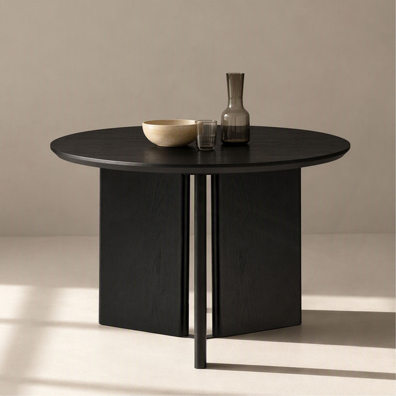 Table de salle à manger ronde, table de salle à manger contemporaine, Noir