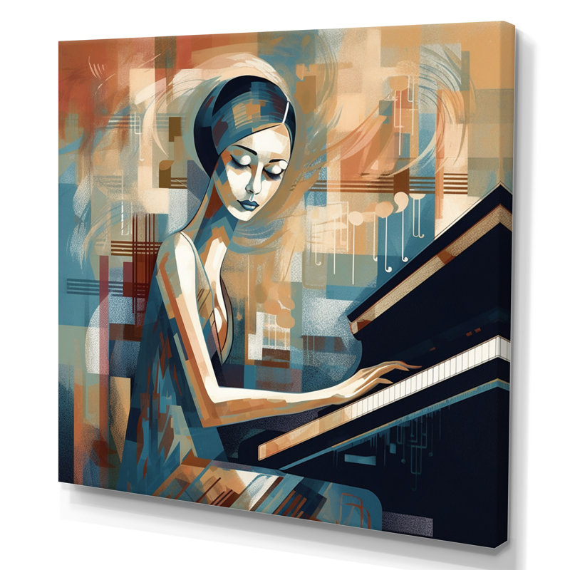 Classic Pianist féminin III, H 36 po x l 36 po x P 1,5 po, Toile tendue