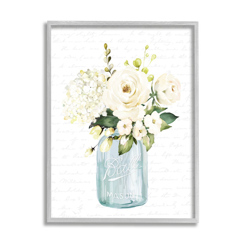 Bouquet de fleurs classique blanc, H 30 po x l 24 po x P 1,5 po, Estampe numérique Farmhouse