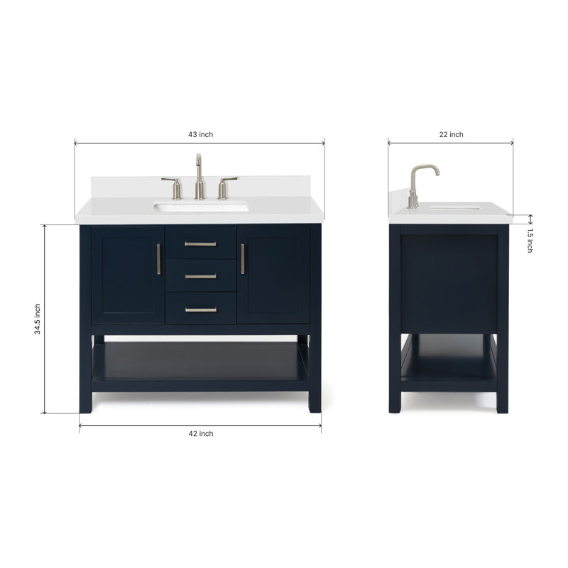 Bayhill 43'' W Single Vanity, Midnight Blue