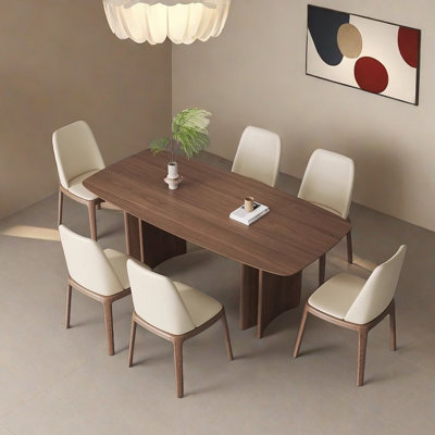 Retro Long Dining Table, Black Walnut Wood