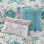 Ensemble d'édredon en satin de coton 7 pièces turquoise