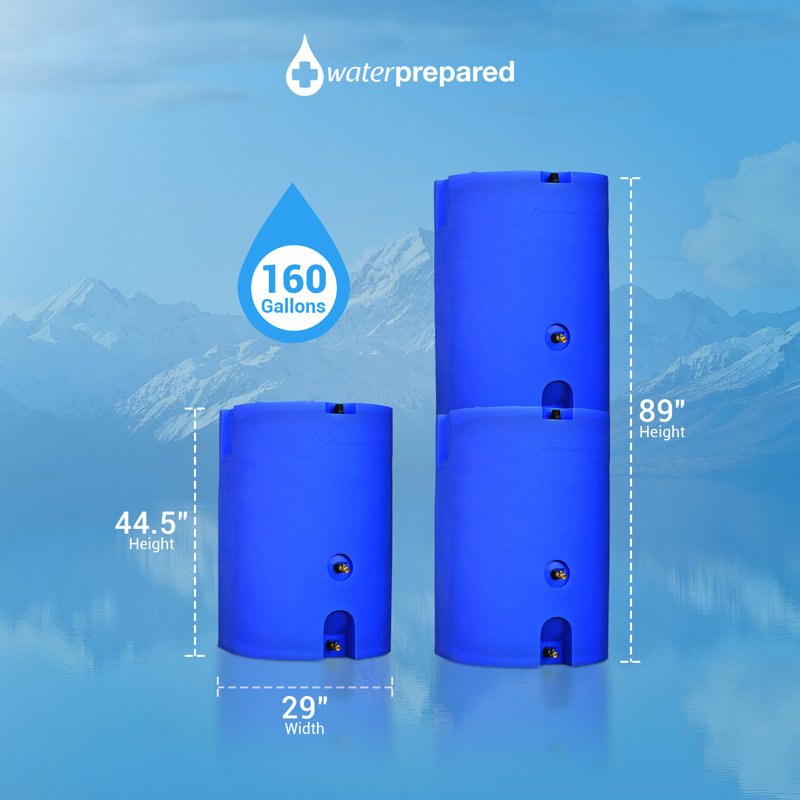 Réservoir d'eau utilitaire empilable WaterPrepared de 160 gallons avec grand bouchon (paquet de 4)