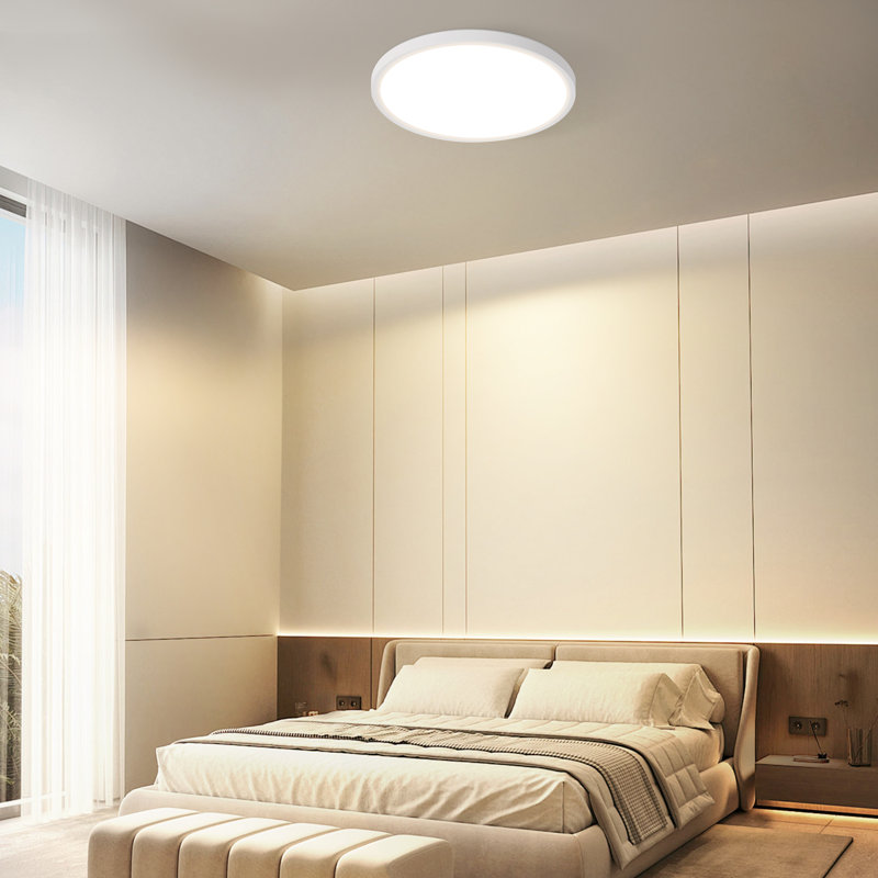 Dazia Plastic LED Flush Mount, White/Matt Black
